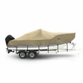 Eevelle Boat Cover V HULL FISHING Center Console, High Bow Rails, Outboard 33ft 6in L 102in W Khaki SFVCCR33102B-KHA